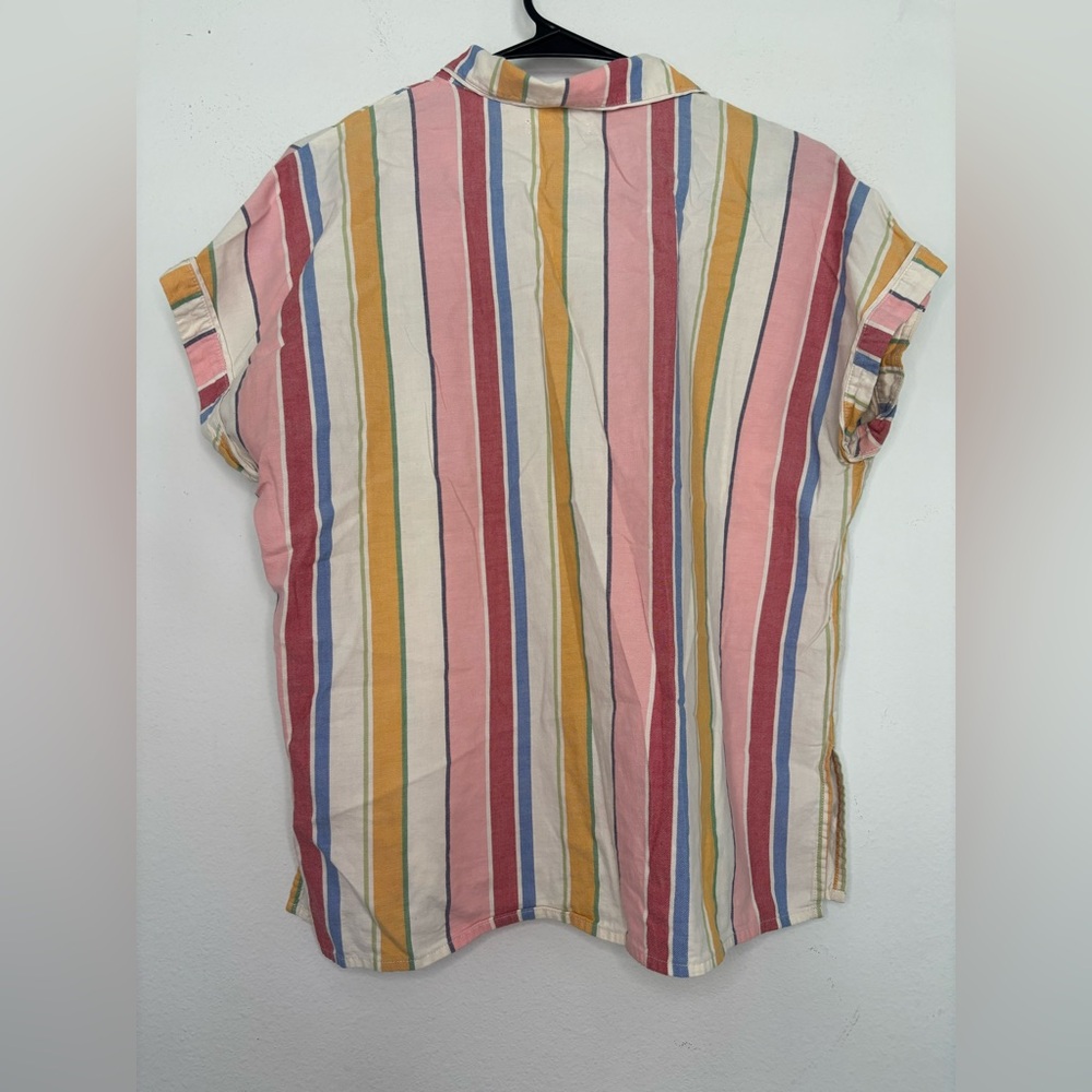 MADEWELL COLORFUL STRIPED BUTTON DOWN CASUAL BLOUSE SZ SMALL - Picture 7 of 7